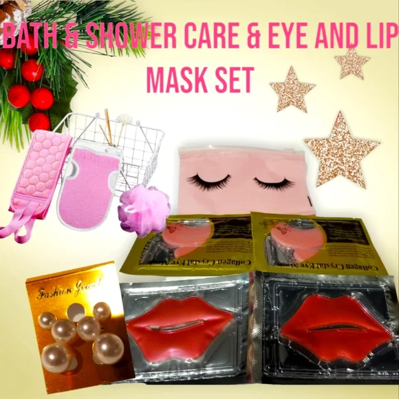 Purple Spa Cup & Bath Care Set, Eye & Lip Mask Set, Small Makeup Bag & 3 Earrin…